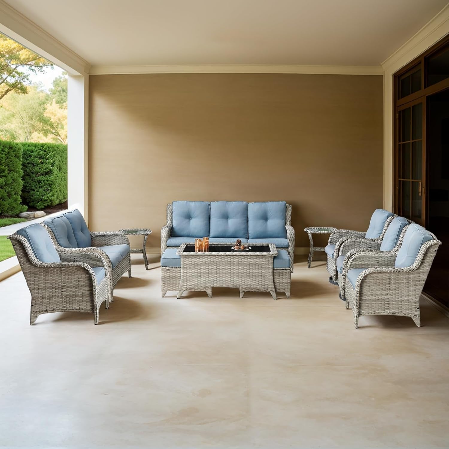 Comfortable 11 Piece Outdoor Furniture Set with Swivel Rockers ShipItFurniture