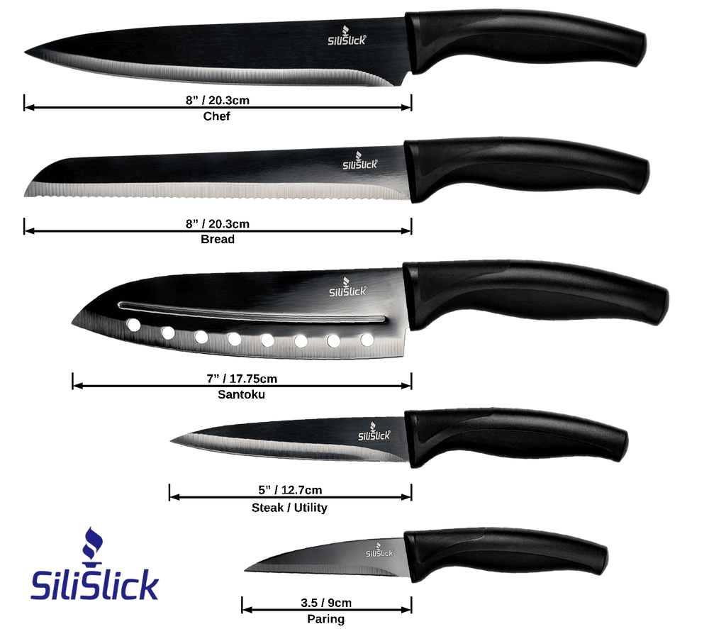 Kitchen Knife Set Kit | Black Magnetic Rack & Sharpener