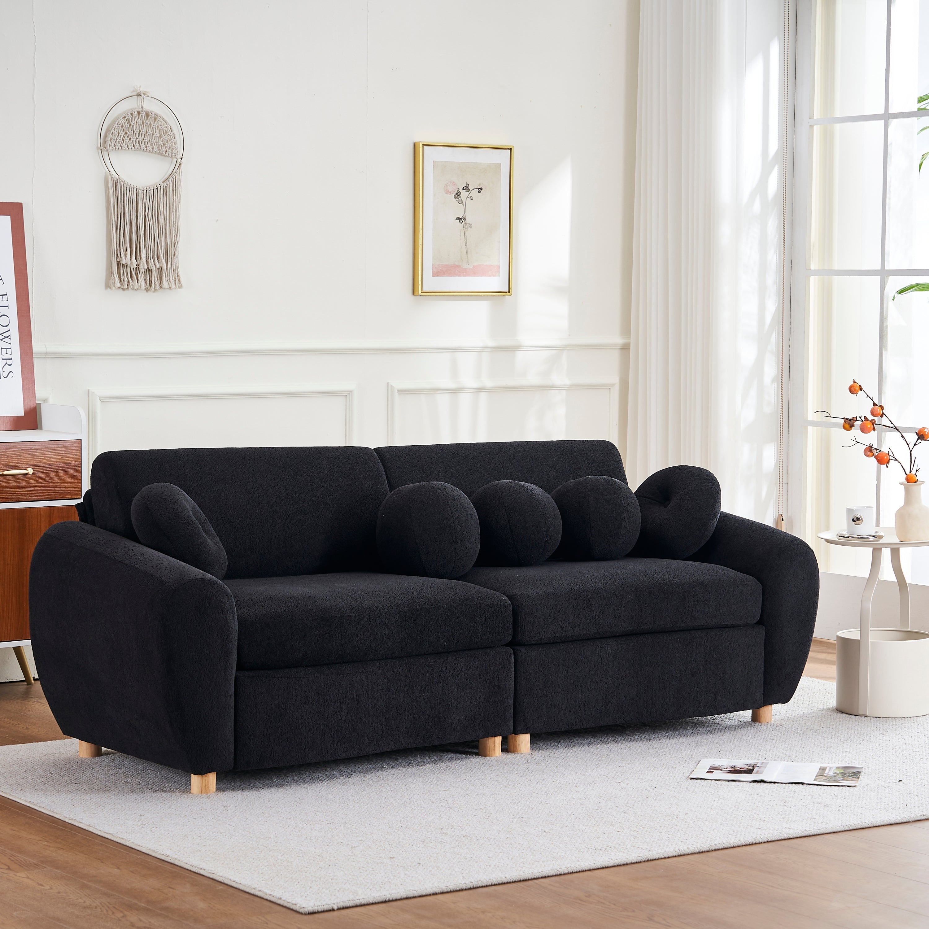 Modern Sofa for Living Room, 84' Green Chenille Sofa Couch, Sectional Love Seat Couch, Upholstered Sofa for Apatment Bedroom Home Office