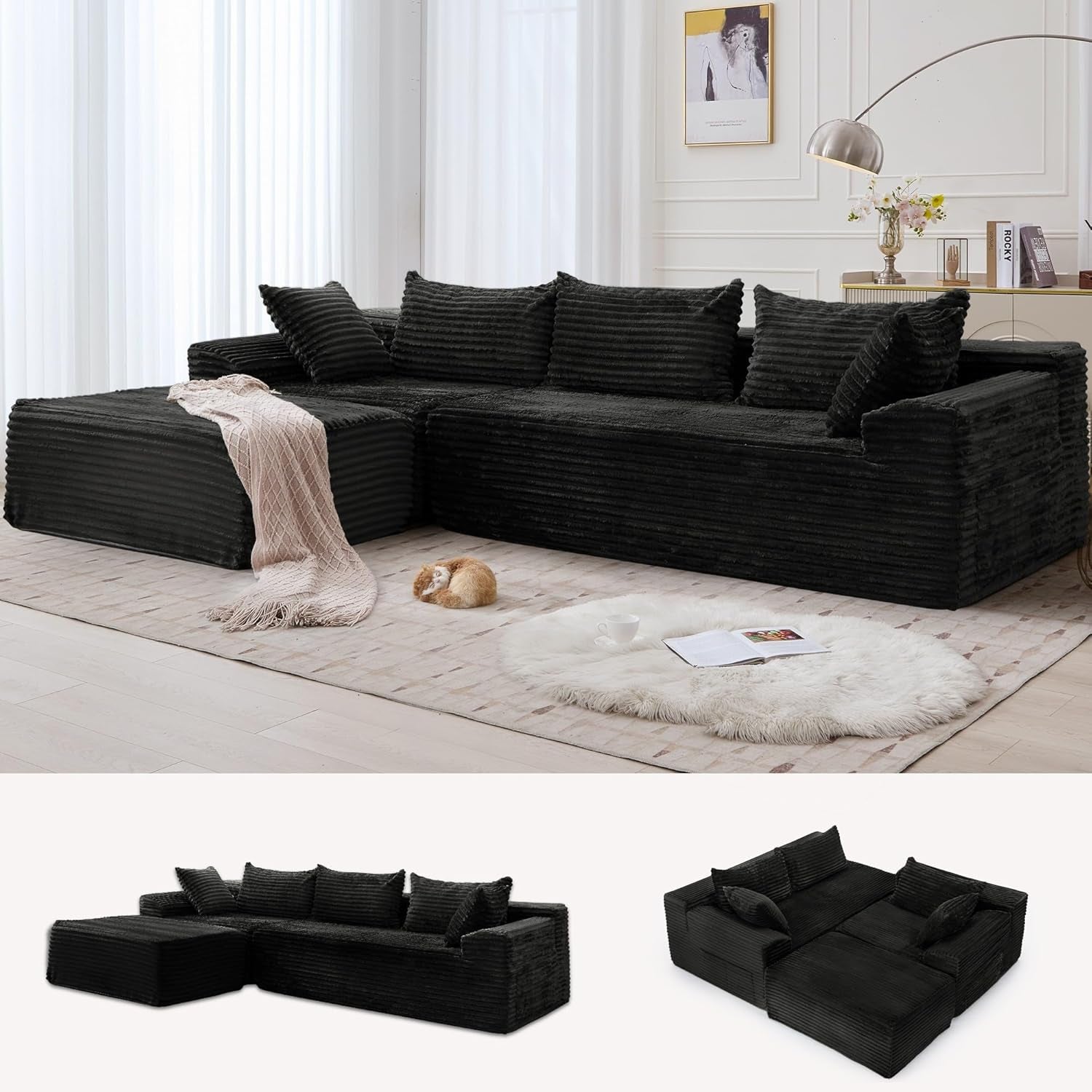 L-Shape Modular Sectional Couch with Deep Seat Comfort