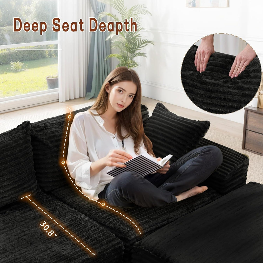 L-Shape Modular Sectional Couch with Deep Seat Comfort