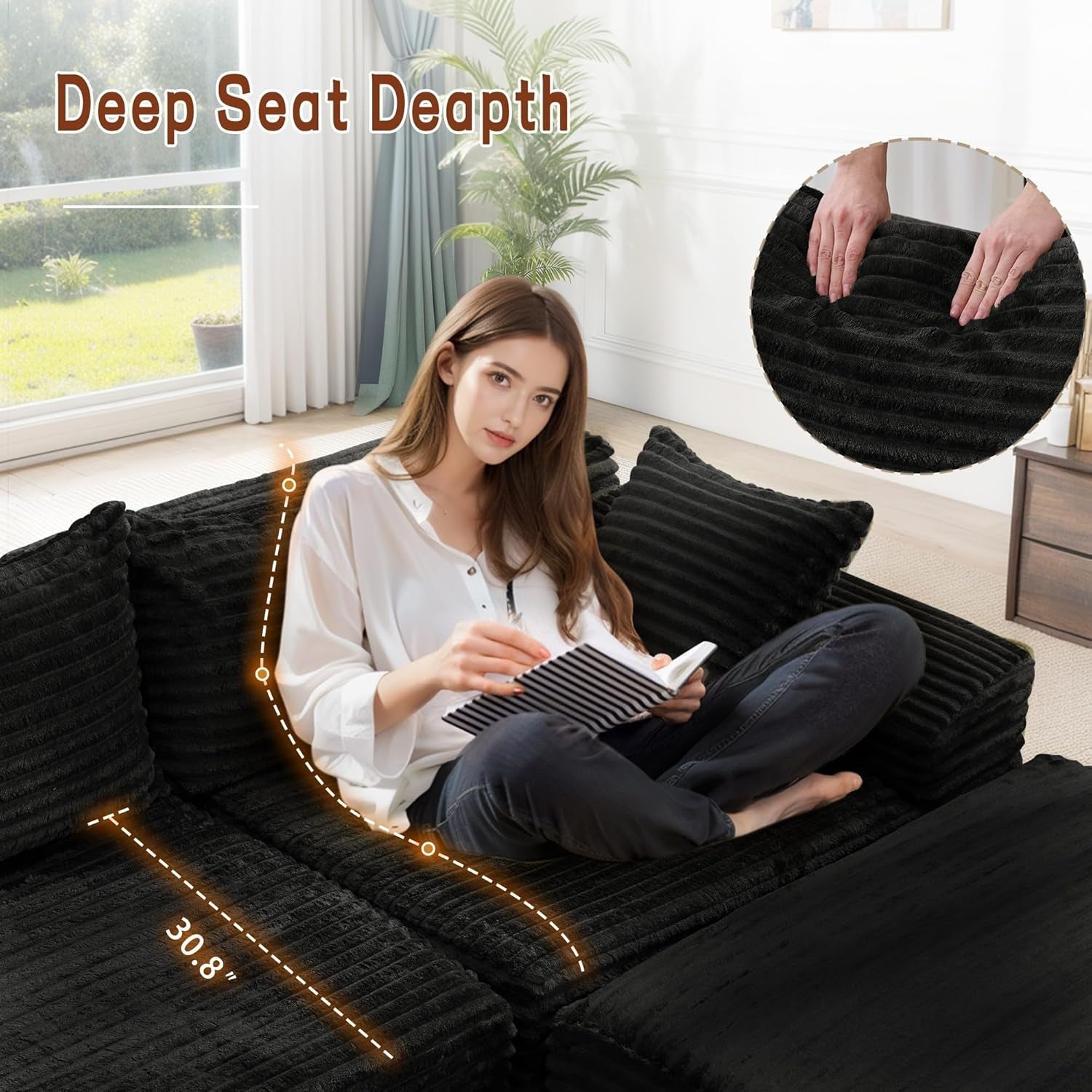 L-Shape Modular Sectional Couch with Deep Seat Comfort
