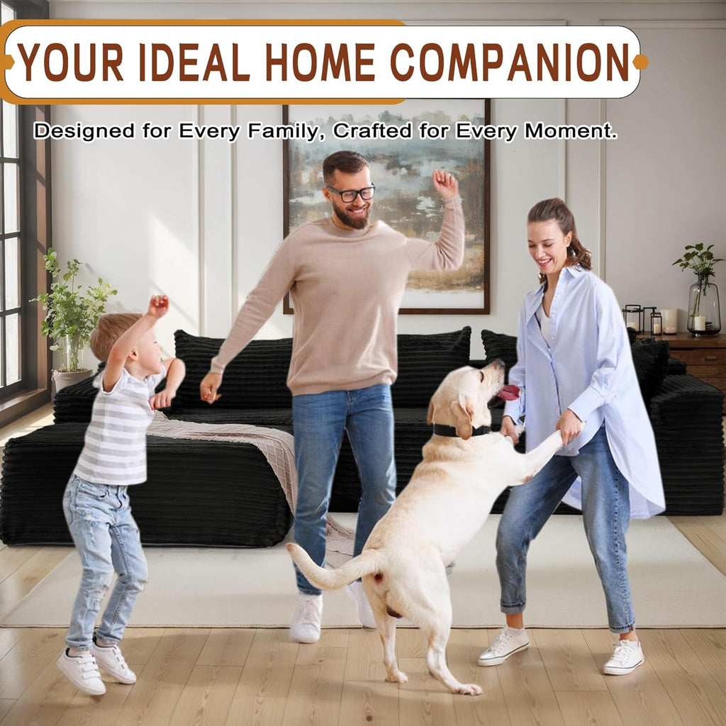 L-Shape Modular Sectional Couch with Deep Seat Comfort