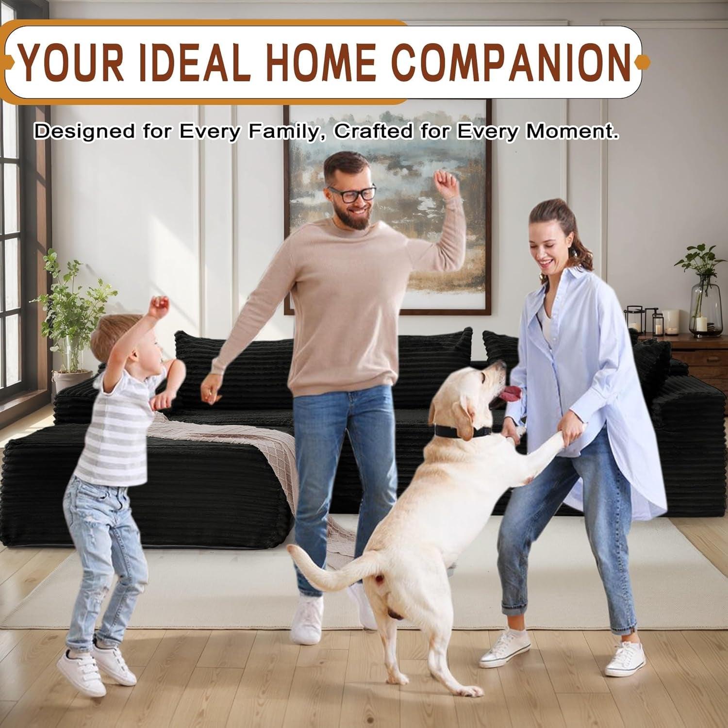 L-Shape Modular Sectional Couch with Deep Seat Comfort